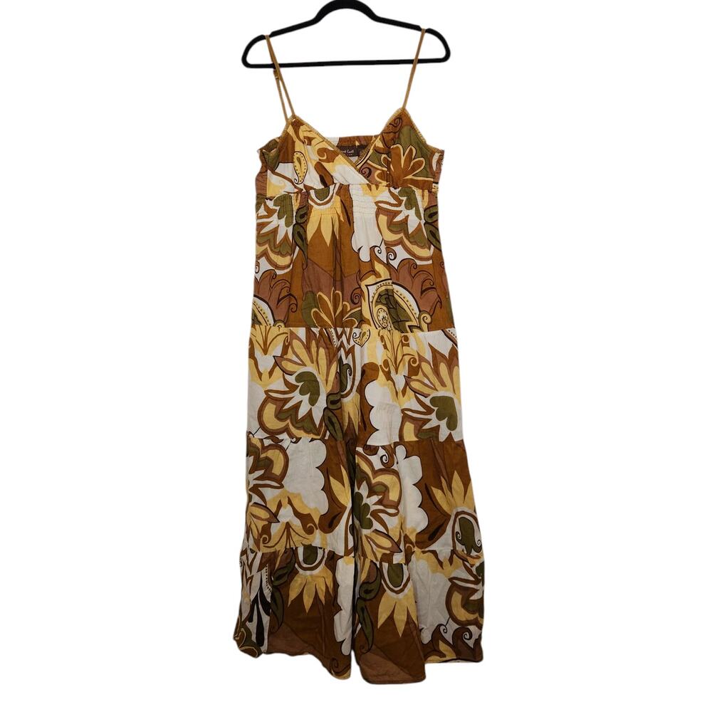 Vintage y2k Speed Central Medium Boho Western Maxi Dress Tank Brown Floral